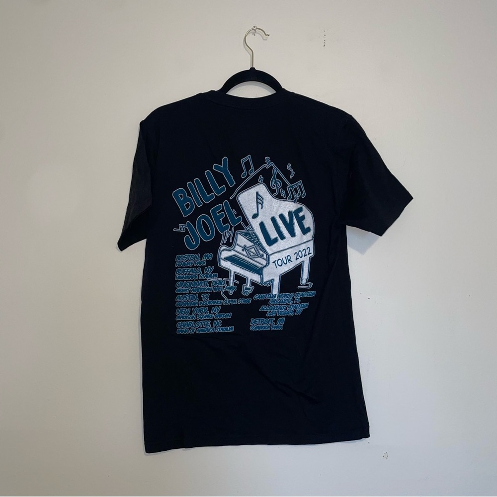 Billy Joel | 100% Cotton Navy Blue Short Sleeve Graphic Tee - Picture 3 of 4